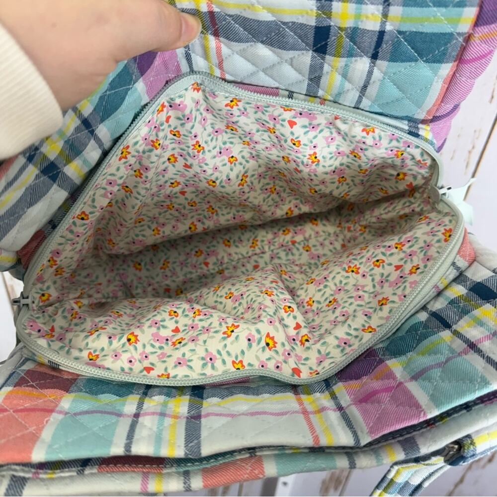 Vera Bradley, Multi Compartment Colorful Pastel Plaid Shoulder Bag Spring Summer - Picture 9 of 13